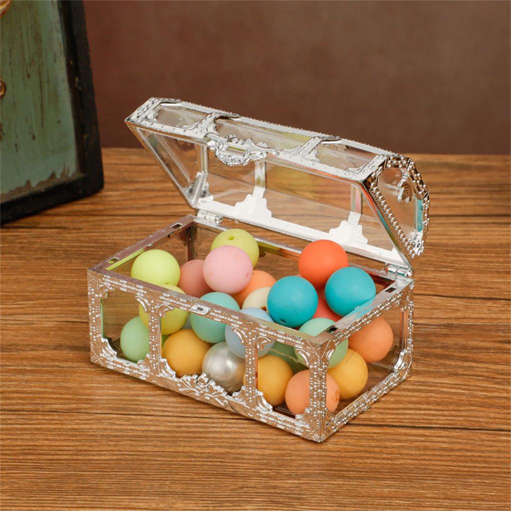 Silver/Golden Candy Boxes Clear Jar Gift Storage Jars Containers Perfect for Party Birthday Weddings Gift Treasure Box