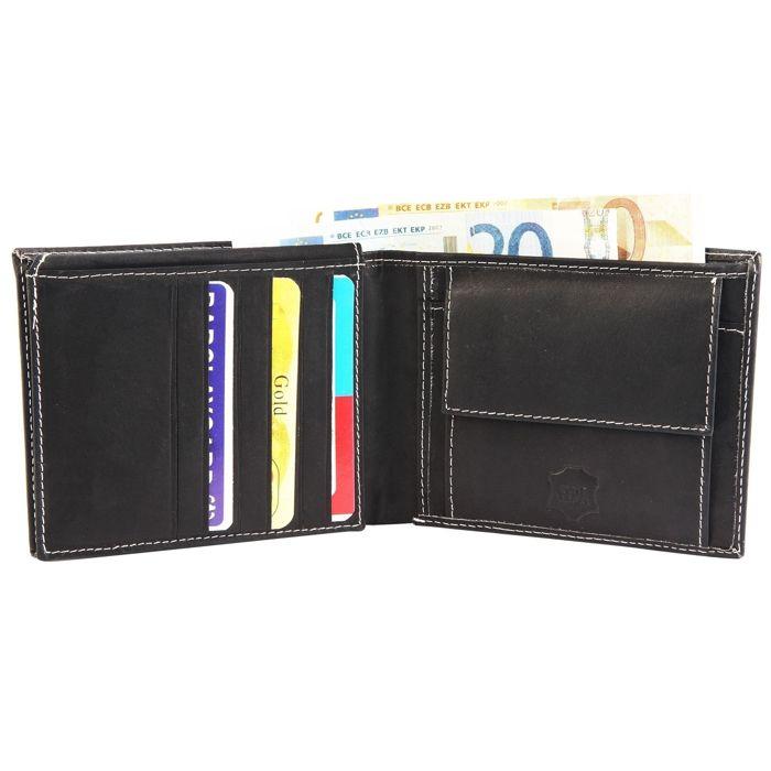 Portefeuille - EXCELLANC - Gabriel - Cuir véritable - Format horizontal - 10 fentes cartes