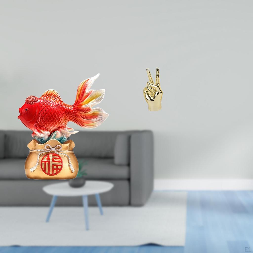 Chinese Feng Shui Koi Fish Gesture Statue Creative Desktop Decoration for Office Entryway Home