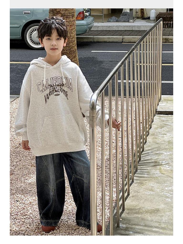 2025 Chłopięca modna bluza z kapturem w amerykańskim stylu ulicznym