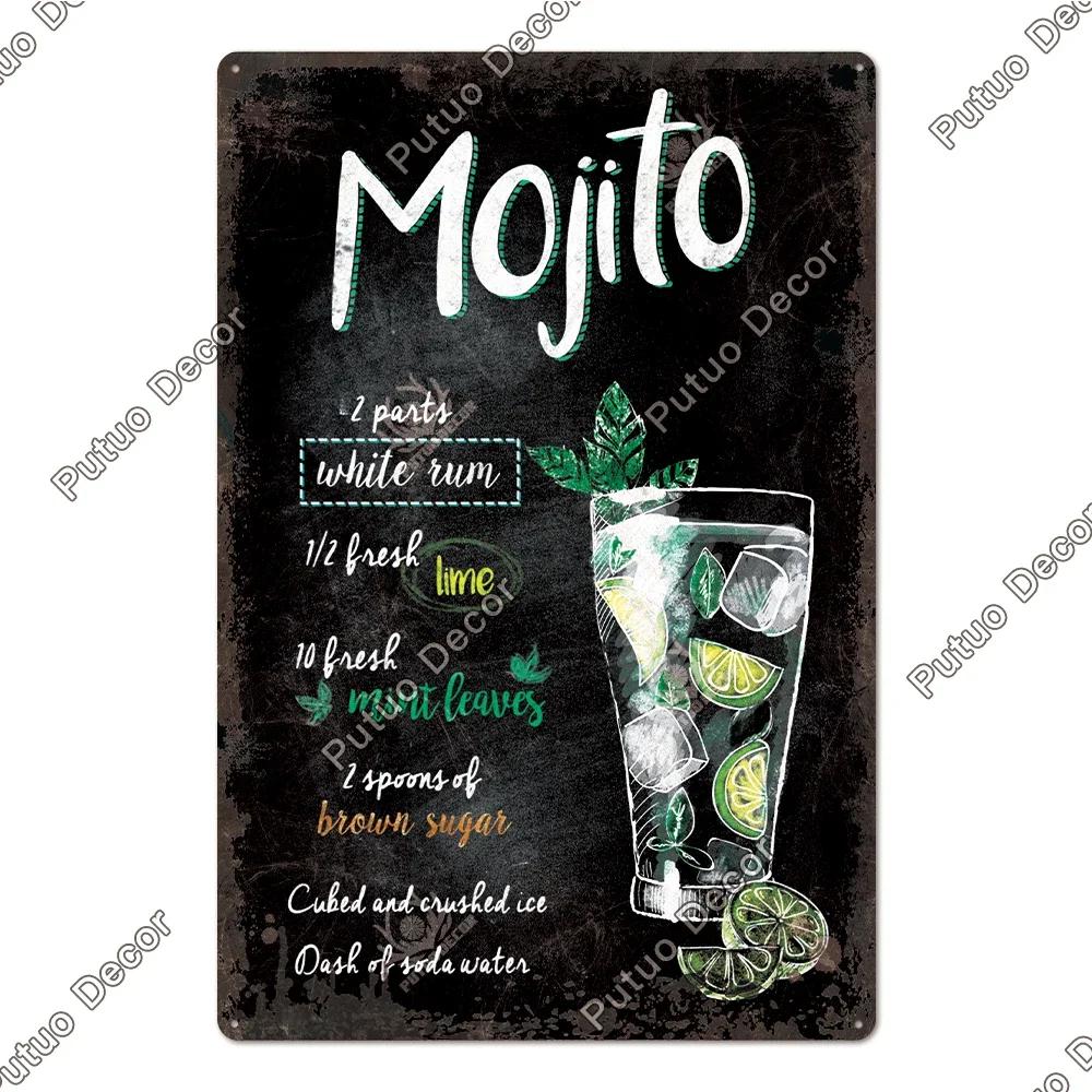 

Putuo Decor Nostalgic Cocktail Tin Plaque | Metal Sign Wall Art | Ideal for Home Bars, Pubs & Man Cave Makeovers | Embossed 20x30cm（7.8x11.8inch）
