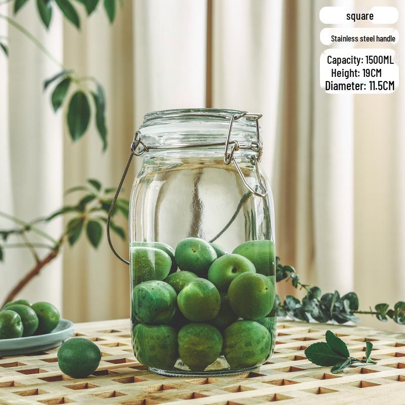 Glass Sealing Jar with Stainless Steel Buckle for Food Storage - Ideal for Tea, Grains, and Cereals In the Kitchen
