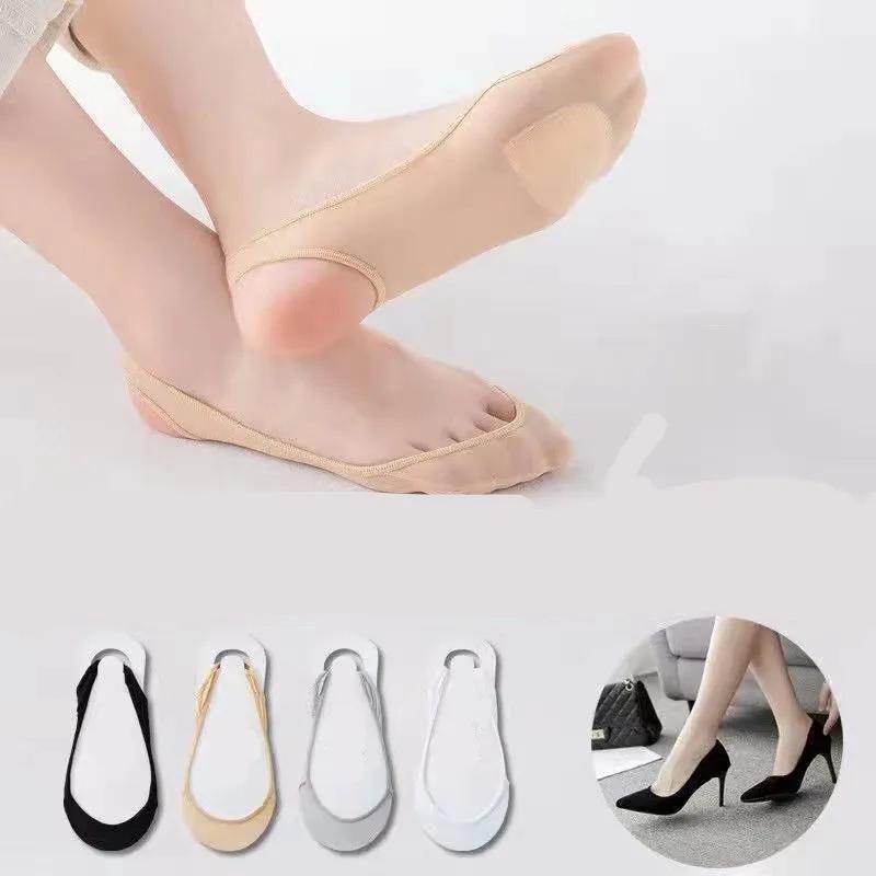 1 Pair Women Ultra Thin Invisible Shallow Mouth Non Slip Socks High Heel Forefoot Pad Socks