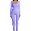 Damen Onesie Yoga Jumpsuit Workout Gerippte Langarmhose Sport Jumpsuit