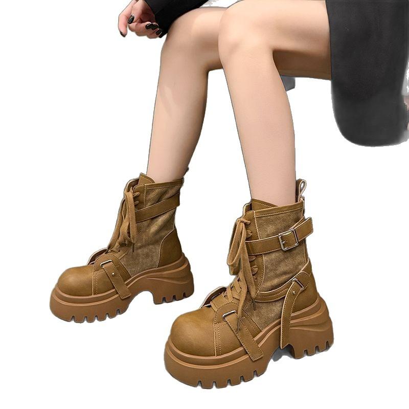 Modne buty Martin damskie nowe lato i jesień retro przystojne małe buty na grubej podeszwie do smażenia ulicznego krótkie buty