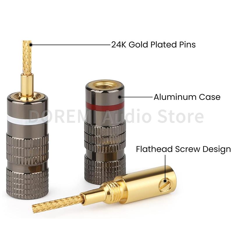 2MM Banana Speaker Connector 24K Copper Gold Plated HIFI Banana Jack Screw Type Audio Video Wire Plug Braided Plug Connectors