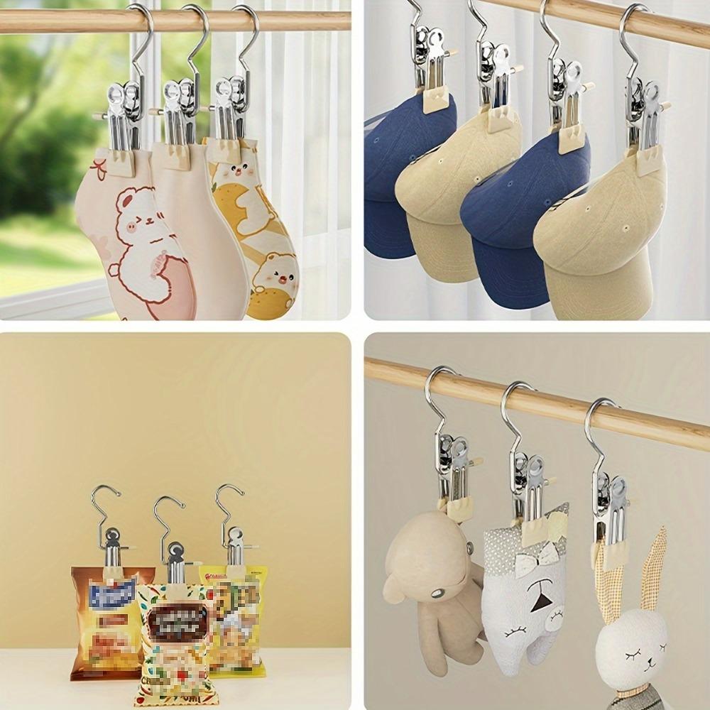 5-pack Three-word Clips Single and Double Glue Multi-function Hook Clips Stainless Steel Pants Clips Household Seamless Storage Metal Clothespins