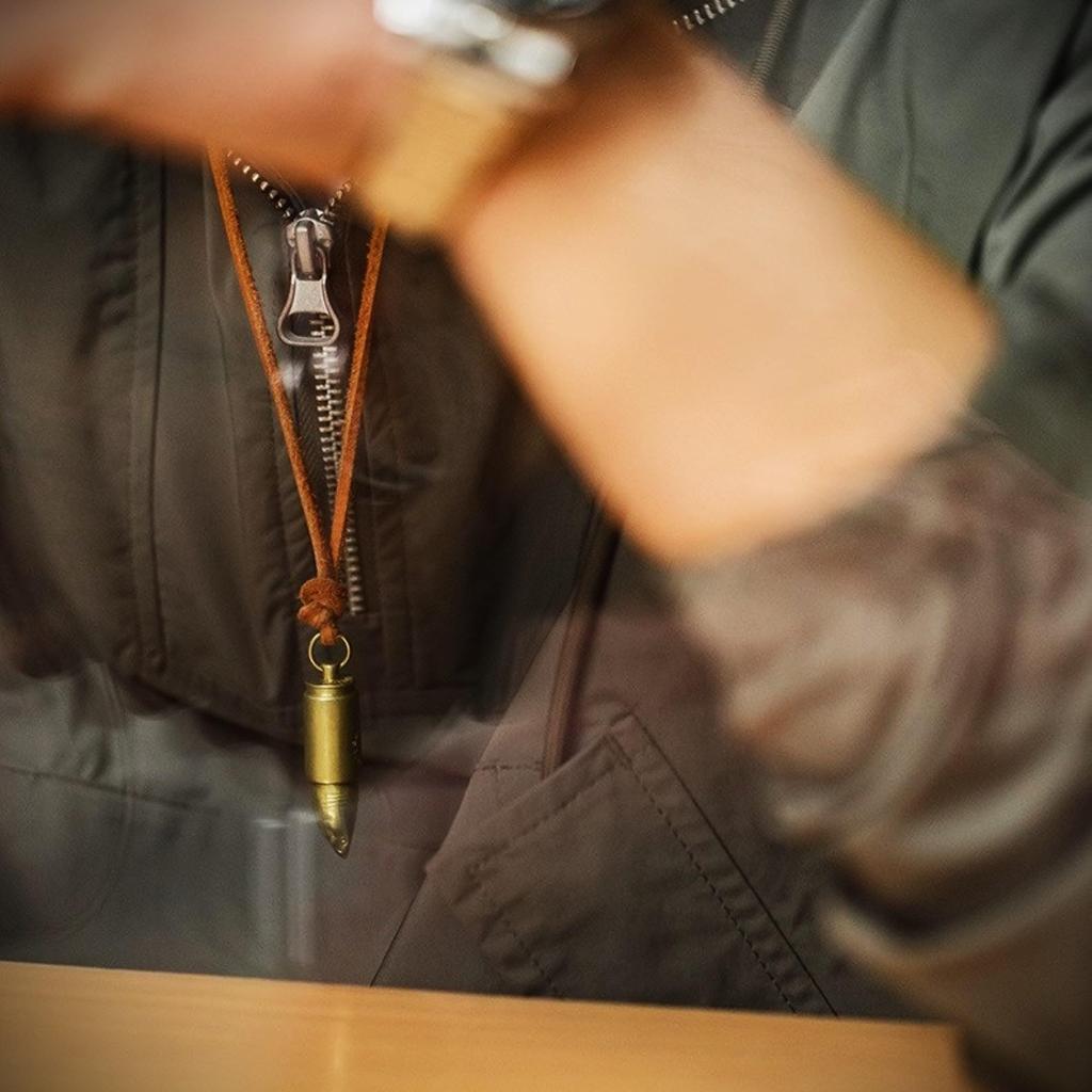 [Tsutaeru] Shark Bullet Pendant Genuine Leather Necklace (with Leather Cord)  Bullet Pendant, Bullet, Genuine Leather Necklace, Leather Cord,