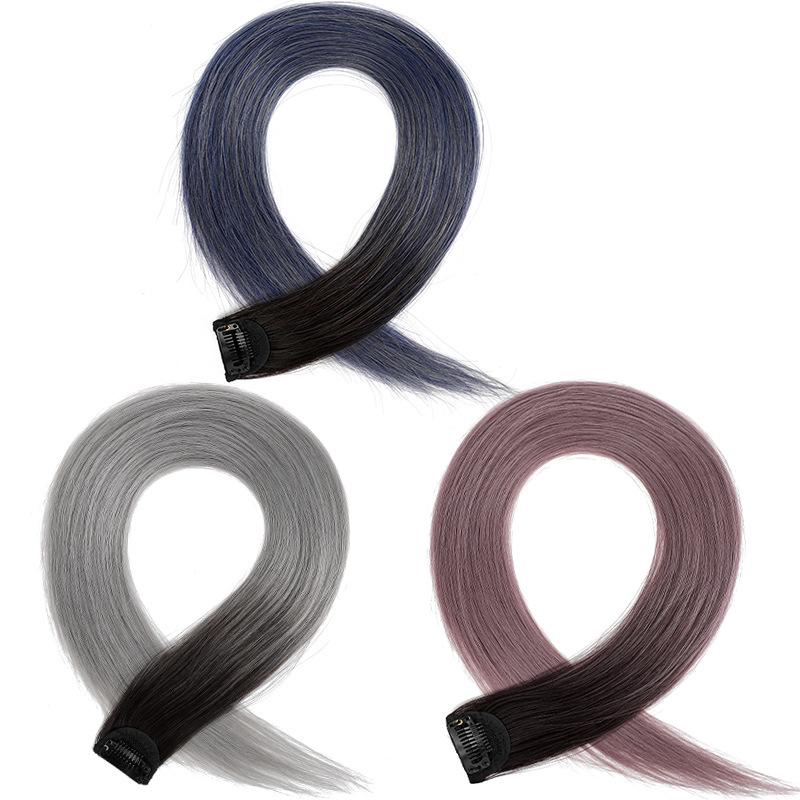 Gradient Color Women's Long Straight Highlight Hair Extension Piece