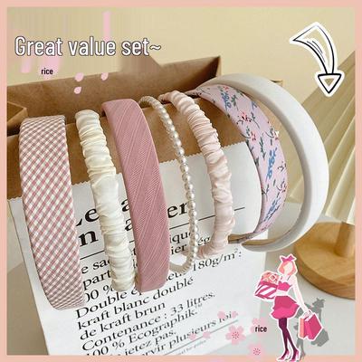 Schwamm-Stirnband & Perlen-Haarspangen-Set für Damen – Vielseitiges Sommer-Haaraccessoire zum Gesichtswaschen & Stylen