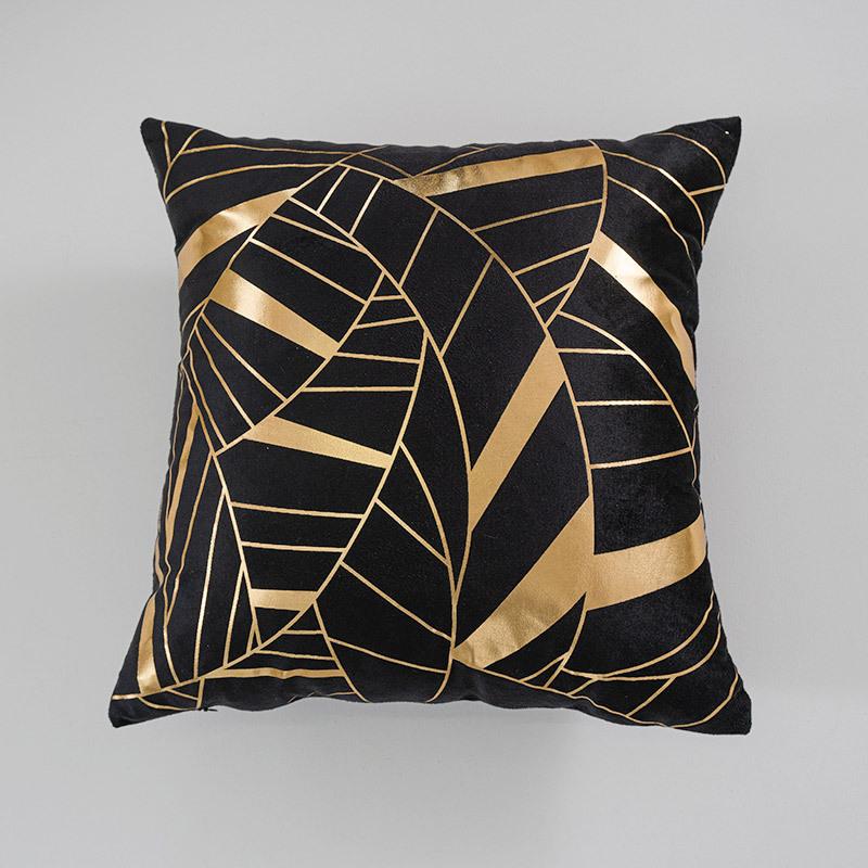 New Product Hot Stamping Sofa Pillow Cover Black and White Leaf Geometric Line Cushion Cover Living Room Bedroom Pillow