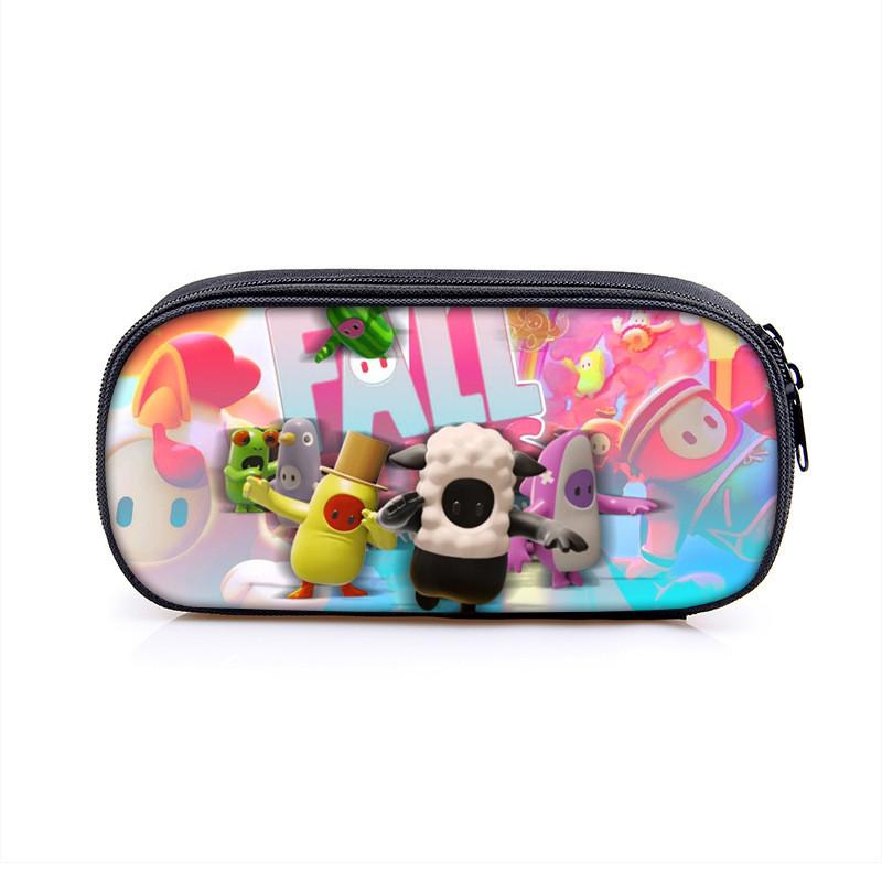 Fall Guys Cartoon Pencil Case For Students With Nylon Material Storage Organizer