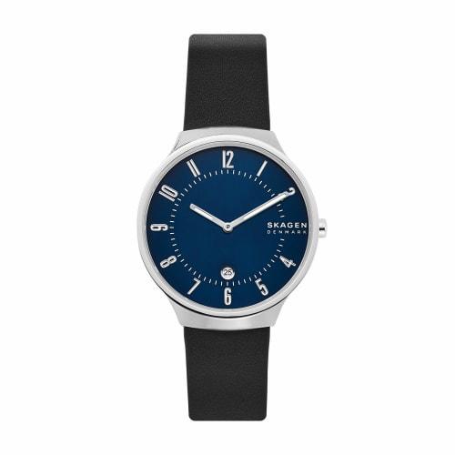 

GRENEN Two-Hand Date Black Leather Watch