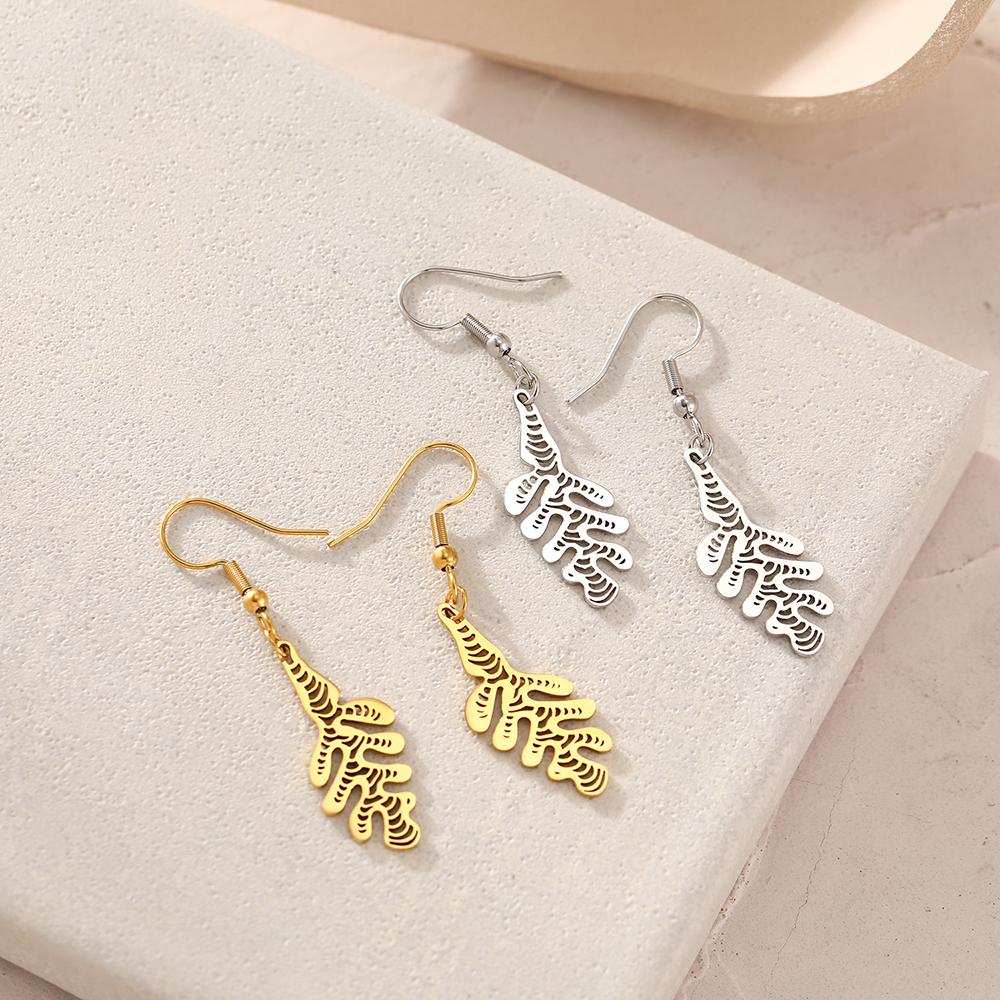 

Модные длинные висячие серьги с листьями, подвески в богемном стиле, модные серьги из нержавеющей стали с тропическими растениями для женщин, ювелирные изделия, подарок на вечеринку