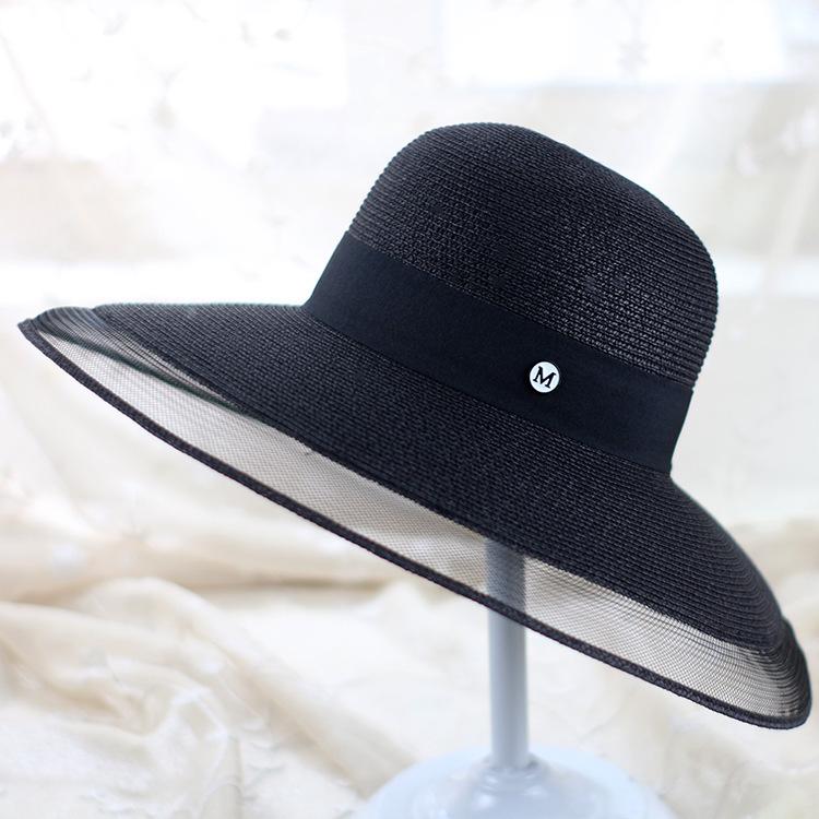 

Hepburn style hat women s summer sunshade big brim straw hat travel sun hat seaside versatile vacation beach hat Adjustable чёрный