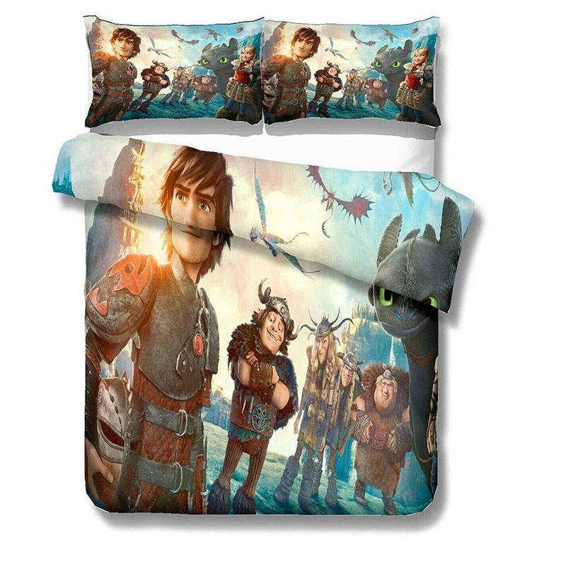 Luxurious How To Train Your Dragon Design Bedding Set With Duvet Cover Pillowcase