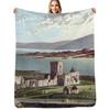 Vintage Illustration of Iona Abbey Isle of Iona Throw Blanket Versatile Cozy Throw Blanket for All Occasions