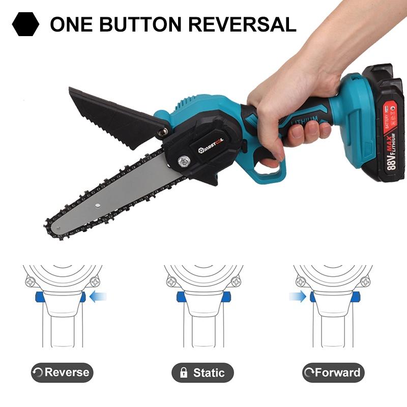 3000W 88VF 6 Inch Mini Electric Saw Chainsaw Garden Tree Logging Saw Woodworking Tools Wood Cutters with 2 Battery