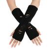 Perforated and Hollowed Out Woolen Gloves for Autumn and Winter Mid Length Fingerless  Warm and Fashionable Knitted Arm Covers for Women