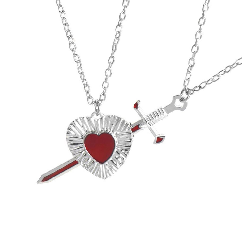 Alloy Swords Heart Necklace for Couples Handmade Collarbone Chain Jewelry for Dates Anniversaries and Everyday Fashion
