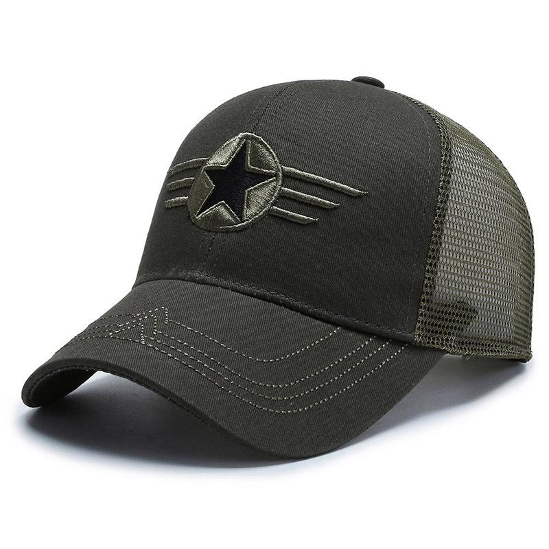 Spring and summer breathable sunshade baseball cap men's camouflage pentagram embroidery mesh hat outdoor leisure cap women