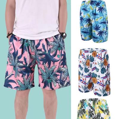 Strandhose Herren Schnelltrocknende Lockere Dünne Viertelshorts Sportliche Lässige Blumenhose