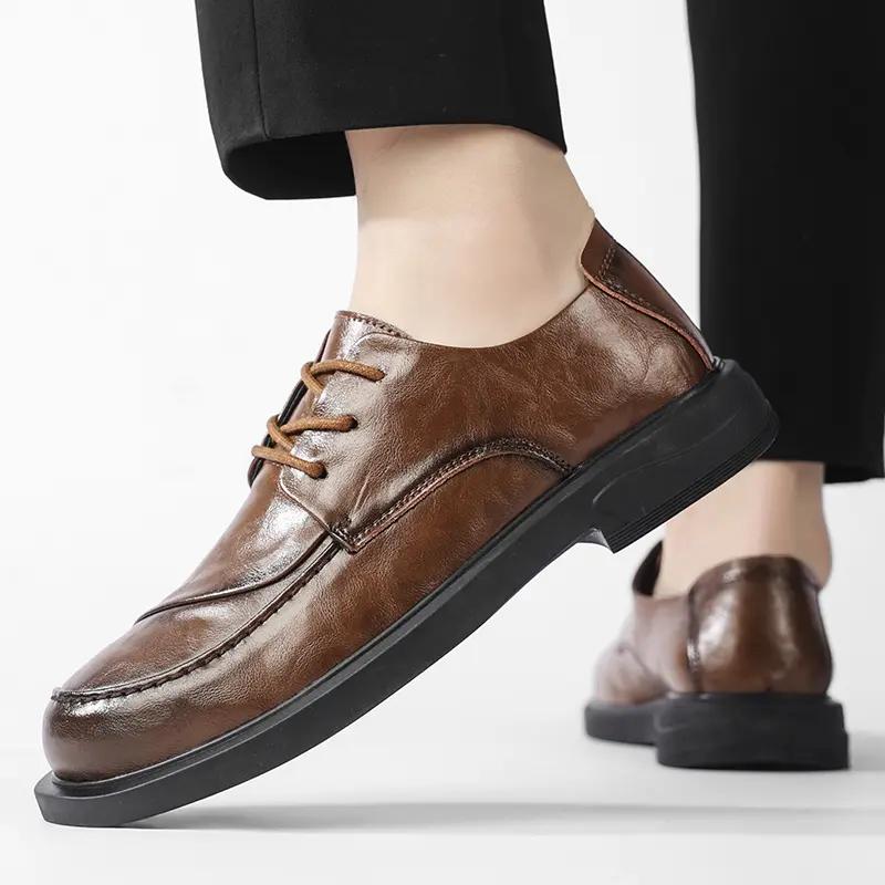 New Men's Business Shoes Genuine Leather Formal Skin Shoes Casual Men Sneakers Social Elegant Trend Flat Zapatos