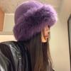 Warm Winter Plush Mongolian Hat Women Fur Bucket Cap Riding Thicken Fluffy Brimless Comfortable Fashion Outdoor Casual Soft Hat