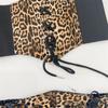 Lace Leopard Pattern Corset Women Waspie Laceup Tied Waistband Retro Cincher for Formal Event Party Elastic Waistbelt