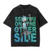 R-Rick and M-Morty Vintage Washed T-Shirt Men Polyester Clothing Kawaii Adventure Crewneck Short Sleeve