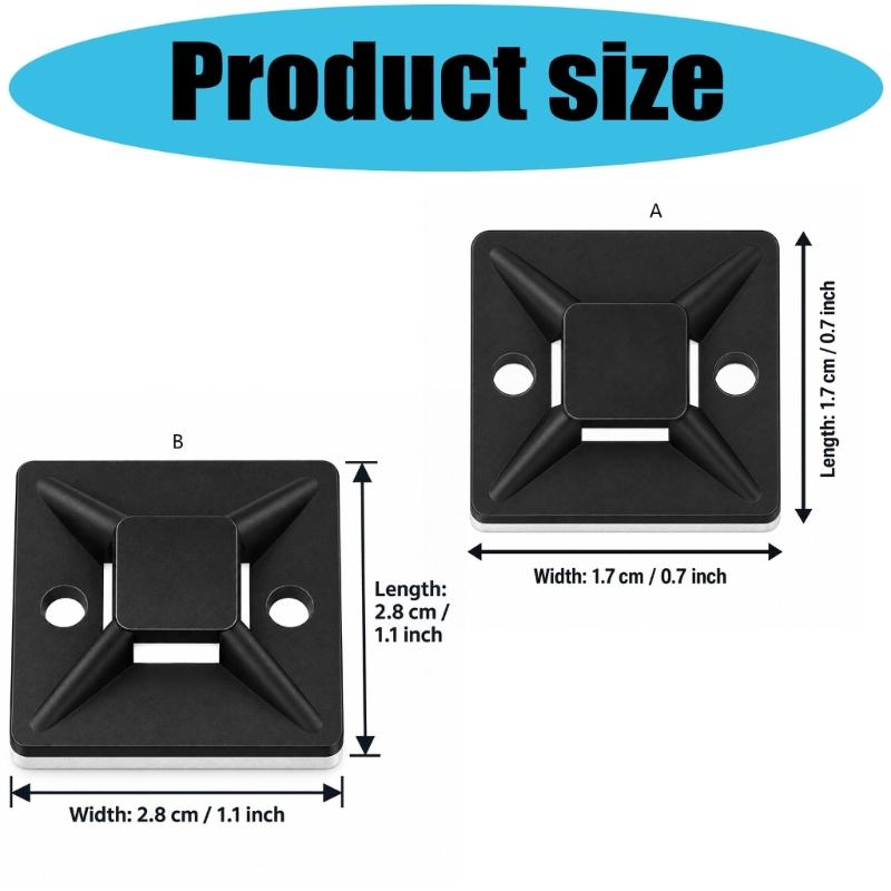 Adhesive Cable Tie Holders, 100 Pack for Organizing Power Cords, Data Cables, Lighting Lines, and Small Cables at Desks