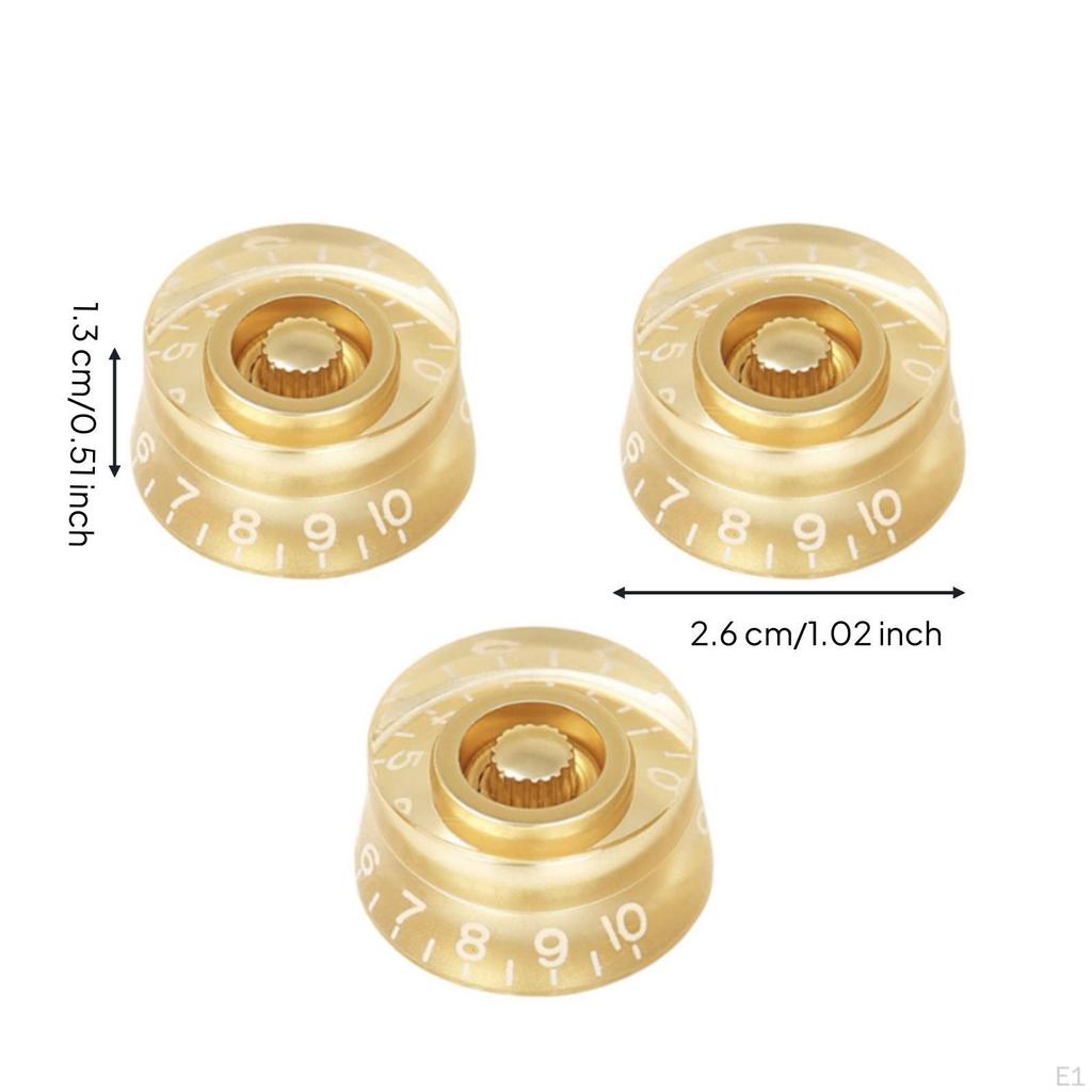 3 Pieces Volume Knob Cap Rotary Guitar with Numbers Long-Lasting