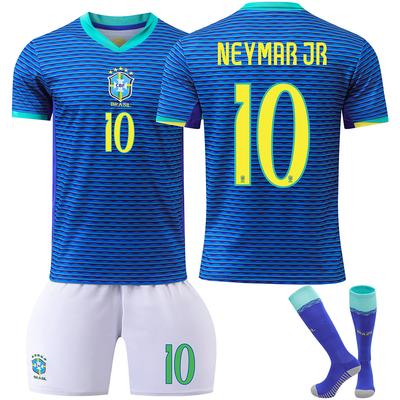 Ensemble Maillot d'entraînement Sport Brésil Extérieur 2024-25 #10 NEYMAR JR avec Chaussettes Adolescents Enfants Adultes Nom Personnalisé Kits de Football