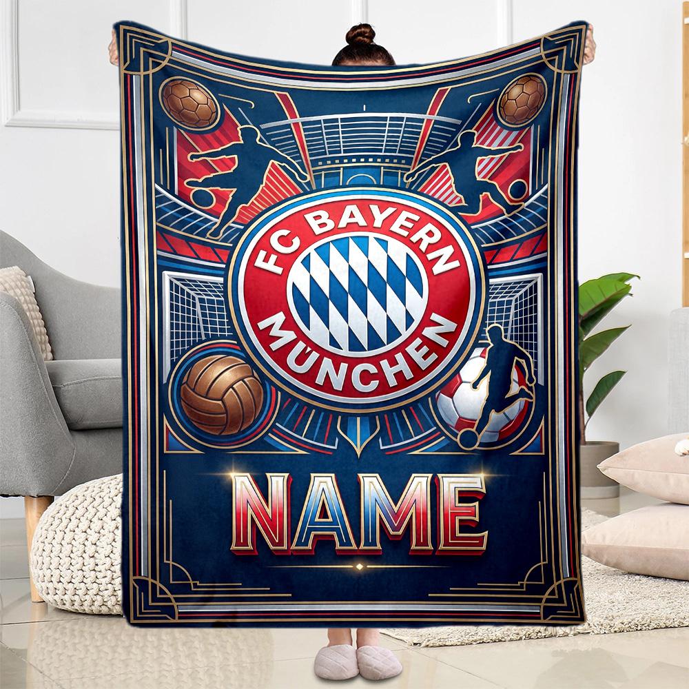 Bayern Munich Celebration Personalized Text Blanket Gift Customizable Blanket Warmthful Decor for Home Decor Office Nap Bedding for All Occasions