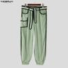 INCERUN Autumn Spring Men Casual Zip-up Waist Stitching Corduroy Harem Pants Trousers