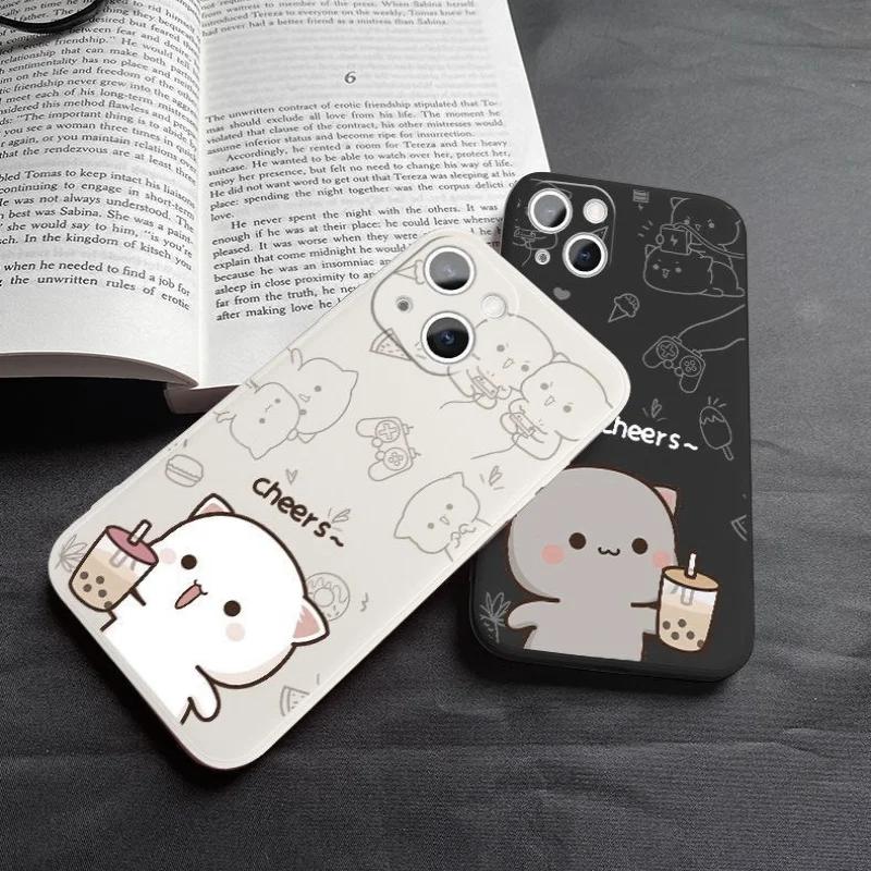 Animal TaoTao HuiHui Couple Phone Case For iPhone 15 11 12 14 13 Pro Max Mini XS Max XR SE2 7 8 Plus Cute Cat Mobile Phone Cover
