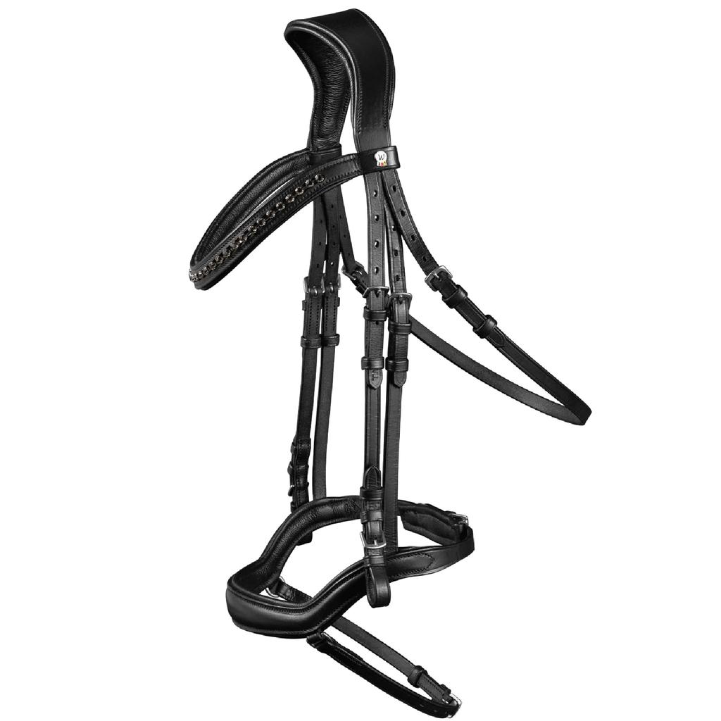 WALDHAUSEN Bridle with Black Rhinestones and Full Reins, X-LINE, Black, Size, W-HA-9579401