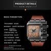 Hip-Hop Men's Square Dial Watch Street Style Leather Strap Quartz Wristwatch