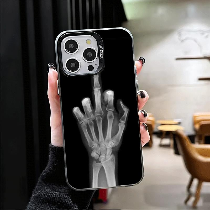 Funny X-Ray Hand Bones Shockproof Phone Case for iPhone 17 Air 16 16E 15 Pro Max 14 Plus 13 Mini 12 Back Cover Anti Fall Fundas
