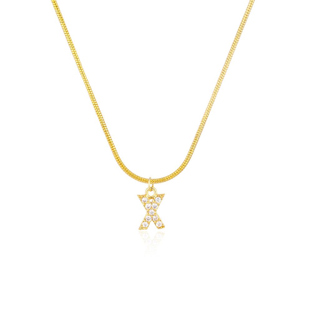 European and American hip hop round snake chain collarbone chain 26 English letter necklace creative personalized letter pendant necklace