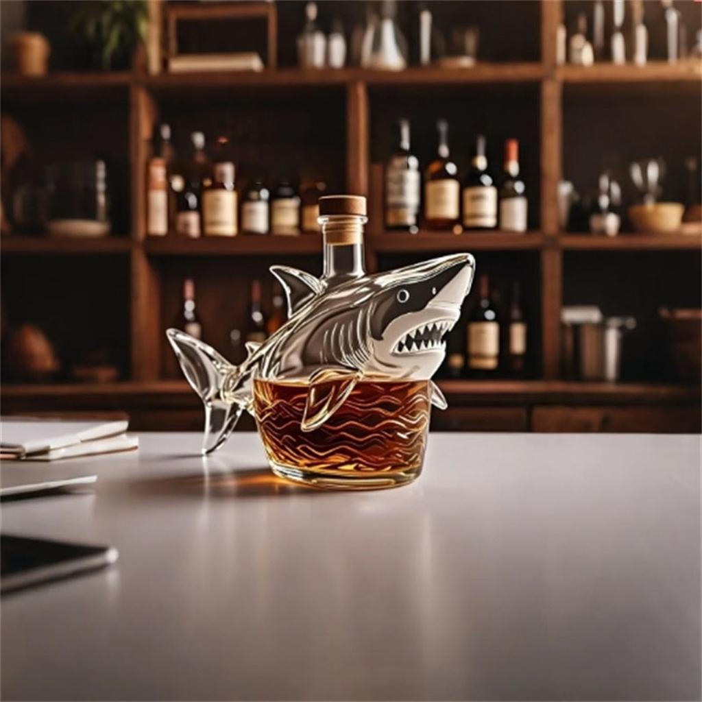 Funny Whiskey Shark Bottle Whiskey Decanter Unique Whiskey Shark Glass Decanter Funny Whiskey Bottle Gift For Men Home Bar Decor