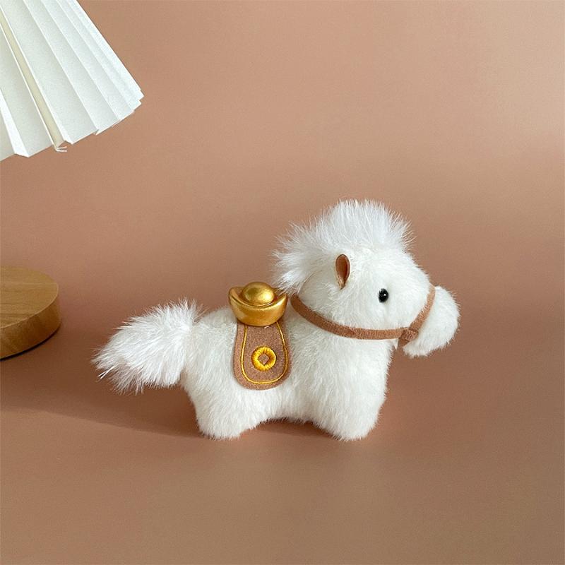 Cute Cartoon Yuanbao Pony Plush Keychain Pendant Kawaii Horse Year Key Ring Exquisite Backpack Decoration Accessories Gifts