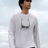 Li Ning CF Series Solid Color Round Neck Logo Letter Print Long Sleeve T-Shirt Men Tops Standard-White ATLT119-1