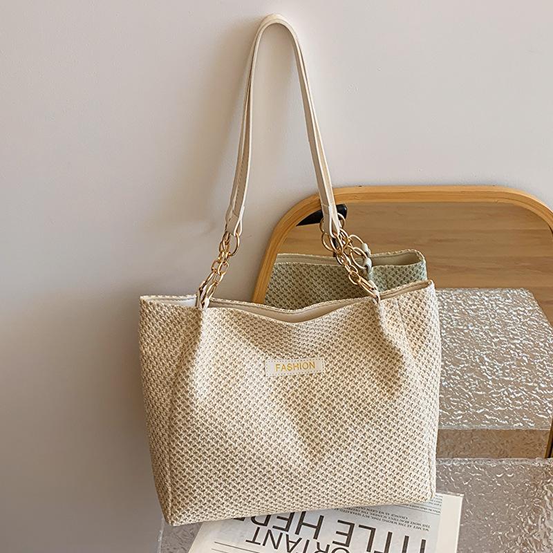 

Большая вместимость соломенной плетеной модной повседневной сумки для весенних поездок на работу повседневная сумка на одно плечо подмышкой модная сумка-тоут