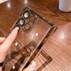 6D Plating Transparent Case For Samsung Galaxy S24 Ultra S22 Plus S23 FE Lens Film Camera Protection Air Cushion Clear Cover