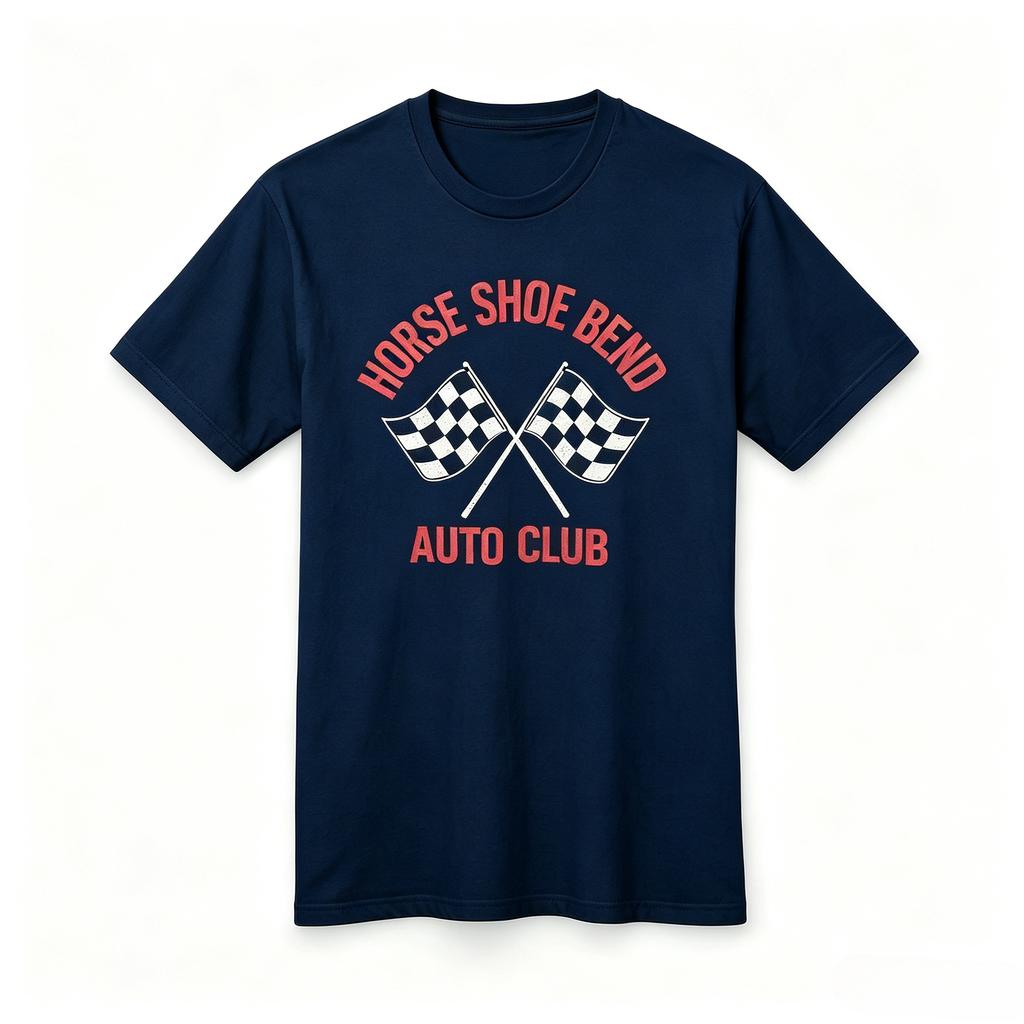 Horse Shoe Bend Auto Club Vintage Print Cotton ShortSleeve TShirt for Car Enthusiasts T Shirt Unisexs Clothing Unisexs T Shirt
