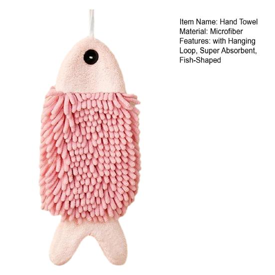 Fiskformad Handduk Superabsorberande Mikrofiberhandduk Luddfritt Söt Handduk med Hängögla för Badrum och Kök