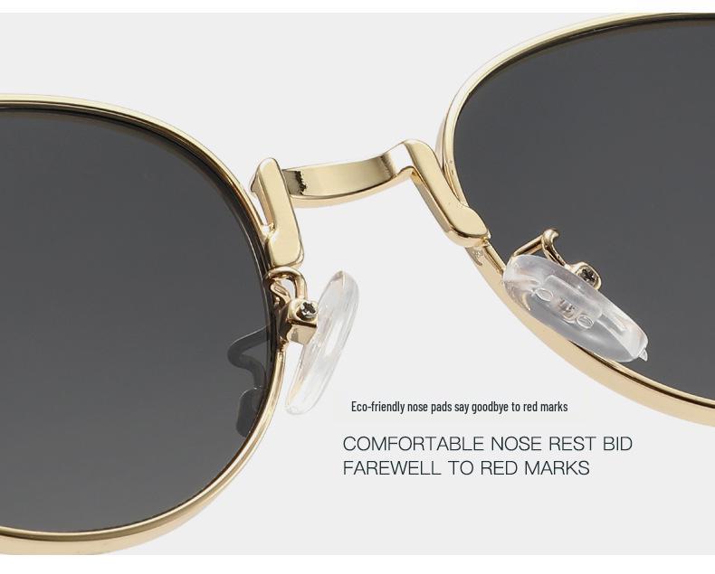 Retro European & American Oval Metal Sunglasses - Unisex, Fashion Street Style, UV Protection for Driving.