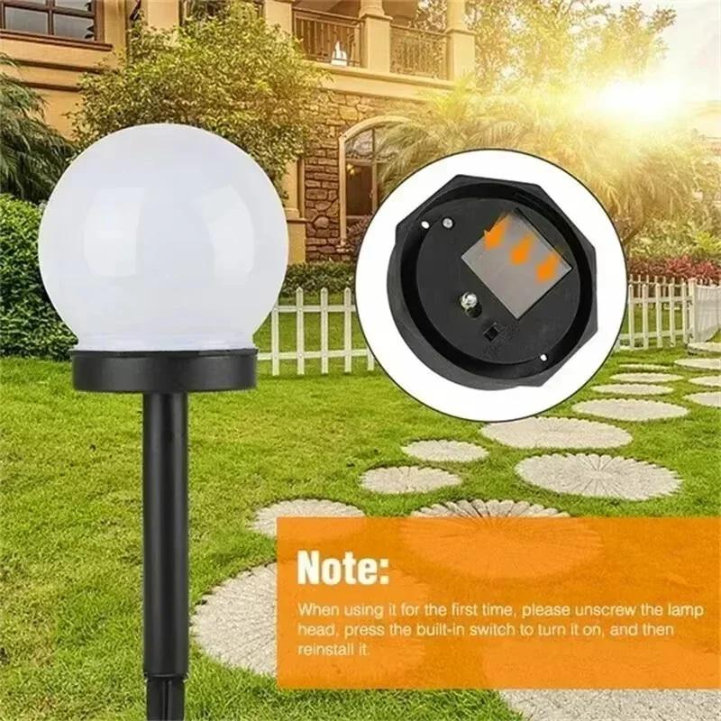 Solar Powered LED Round Ball Light Waterproof Outdoor Lawn Lamp Landscape Lighting Ground Plug for Garden Pathway Villa Decor
