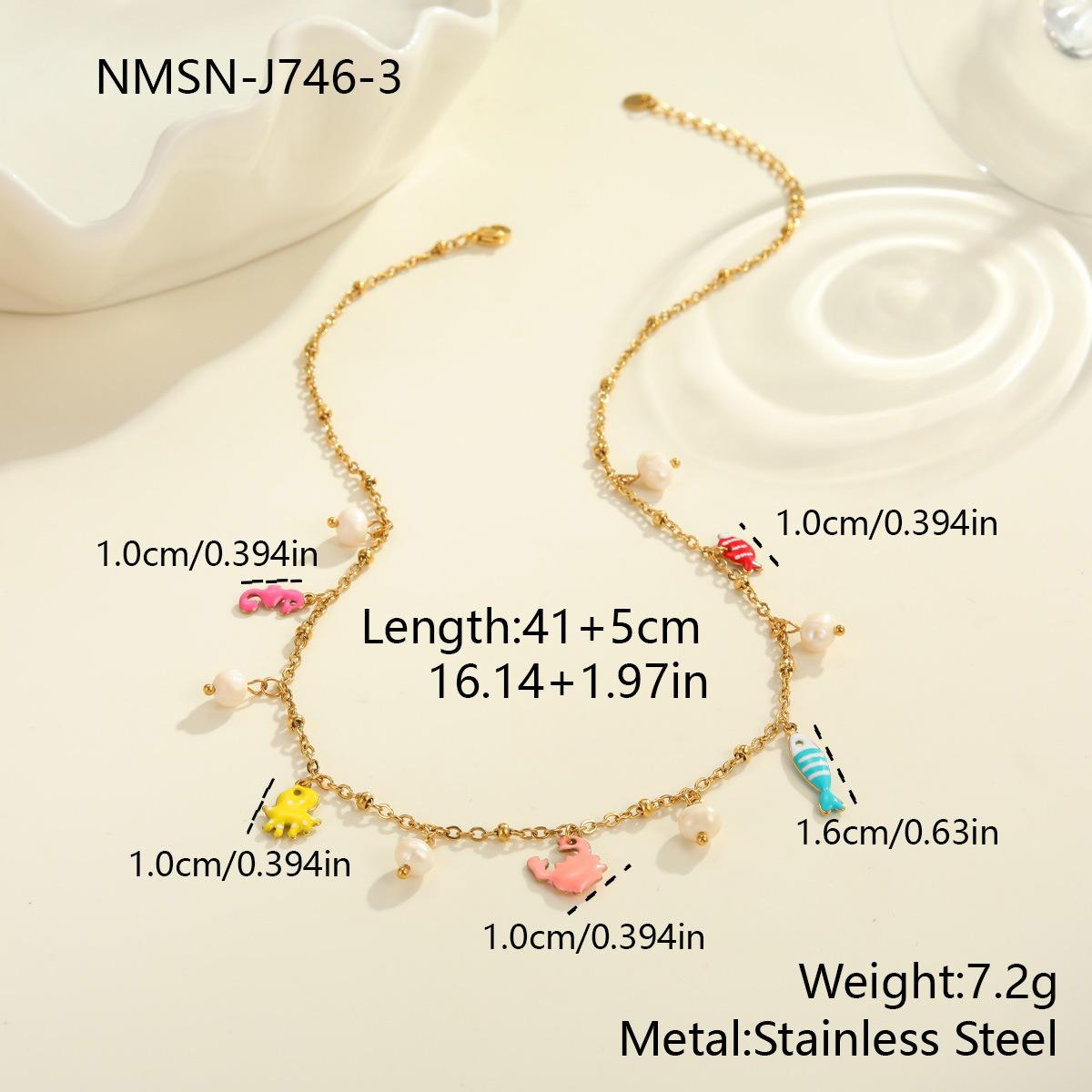 GEMCHIC Women s Colorful Enamel Pendant Stainless Steel Necklace and Bracelet Set 18K